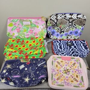 Estee Lauder Clinique Makeup Bag Lot Of 8 Lilly Pulitzer Floral Butterfly
